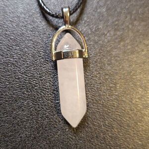 NEW Clear Quartz pendent with leather necklace 18"